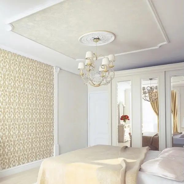 Plafon Gypsum dengan Lis Tipis di Kamar Tidur Sederhana